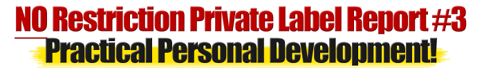No Restriction Private Label Report #3 Practical Personal Development!